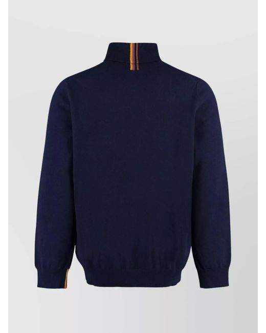 Paul Smith Blue Cashmere Ribbed Turtleneck Sweater for men