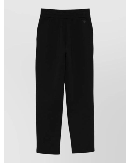 Emporio Armani Black Cotton Trousers Elasticated Waistband Side Pockets