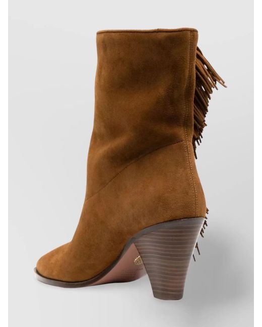 Aquazzura Brown Suede Leather Marfa Booties