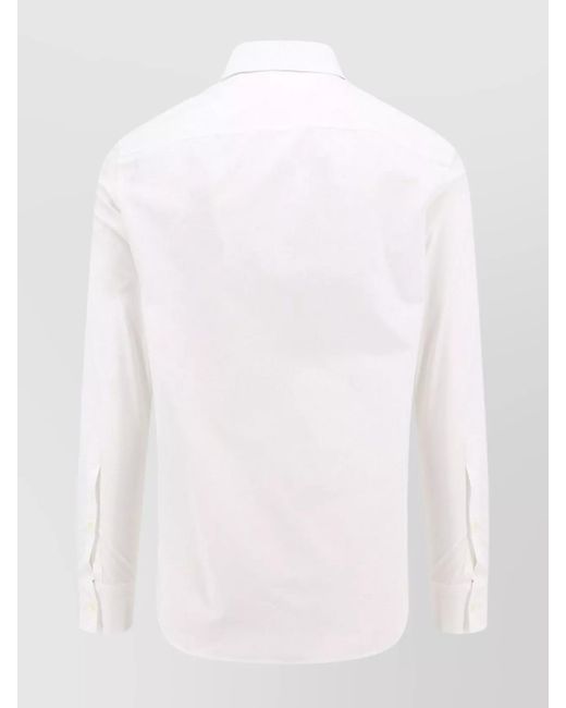 Valentino White Cotton Slim-Fit Long-Sleeve Shirt for men