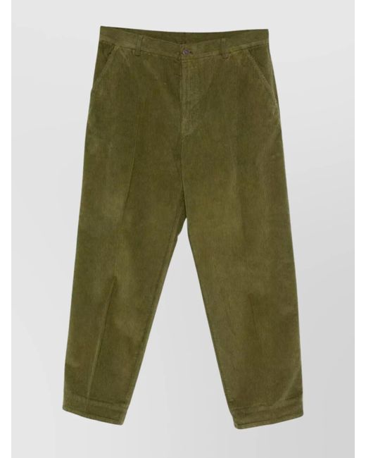 Cellar Door Green Fadi Trousers Corduroy Fabric Belt Loops for men