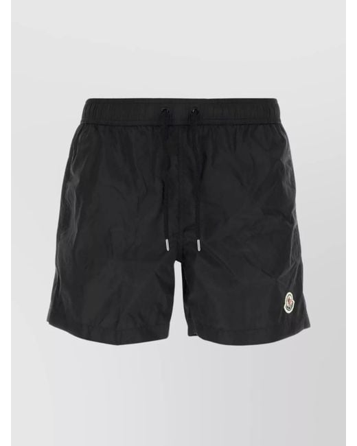 Moncler Black Stretch Waistband Nylon Swim Shorts for men