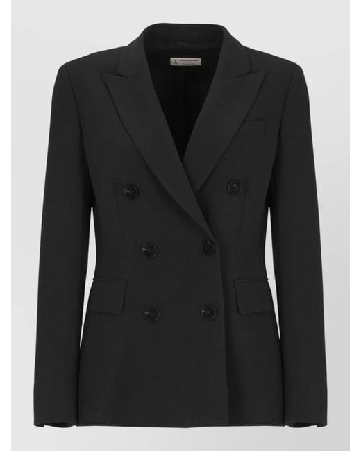 Alberto Biani Black Double-Breasted Suit Jacket