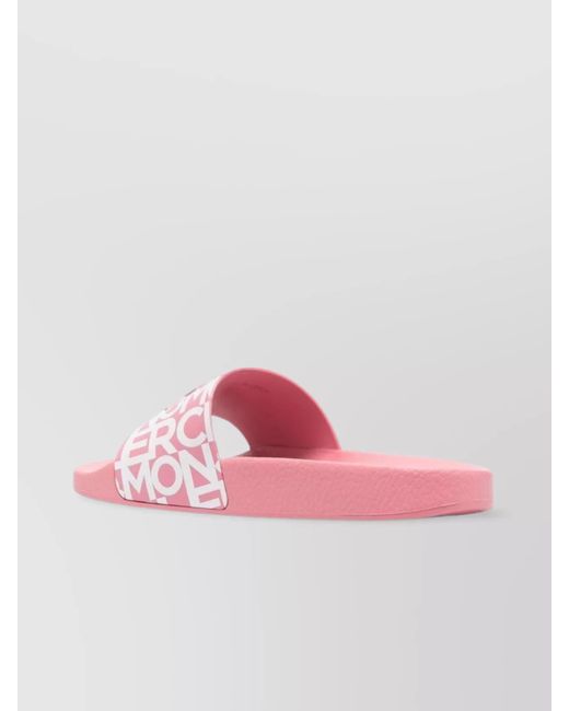 Moncler Pink Logo-Print Rubber Slides