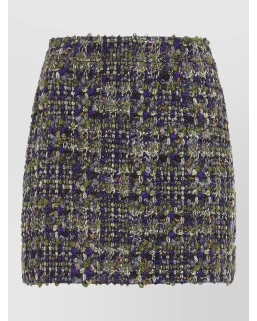 Saint Laurent Gray High Waist Mini Skirt Textured Fabric