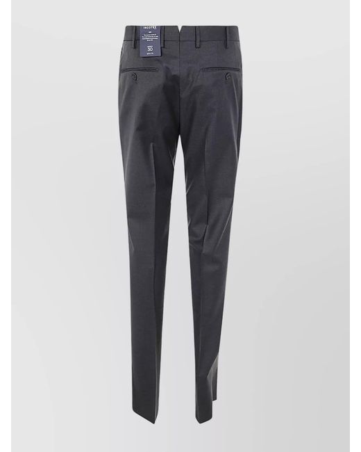 Incotex Black Virgin Wool Straight-Leg Trousers for men