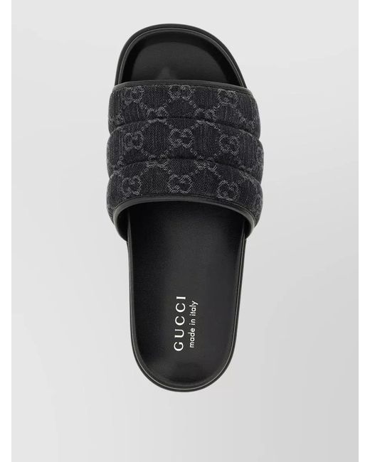 Gucci Black Gg Denim Slides Open Toe Design for men