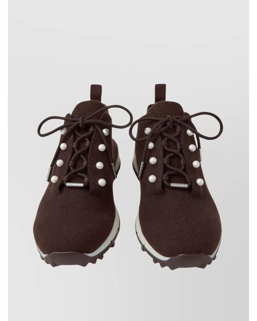 Jimmy Choo Brown Cashmere Knit Low-Top Sneakers