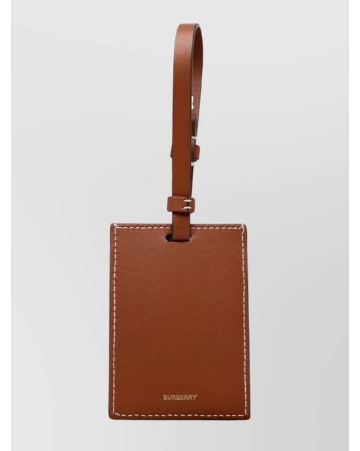 Burberry Natural Leather Check Luggage Tag