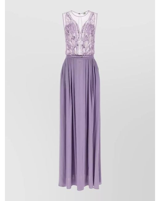 Elisabetta Franchi Purple Viscose Sleeveless Maxi Dress