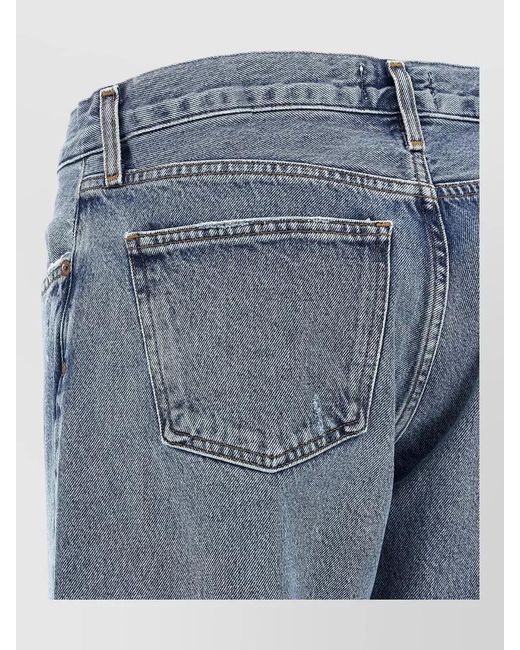 Agolde Blue Denim Low-Rise Straight-Leg Jeans
