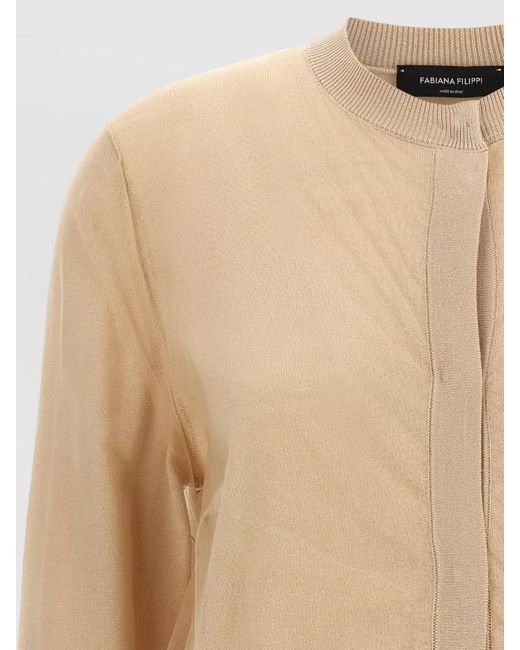 Fabiana Filippi Natural Tulle Knit Cardigan Long Sleeve Design