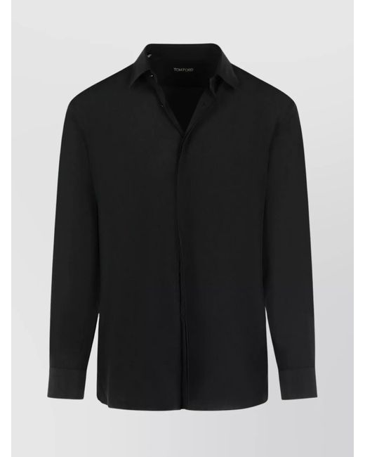 Tom Ford Black Luxurious Silk Long Sleeve Shirt for men