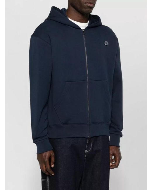 KENZO Blue Cotton Zip Hoodie for men