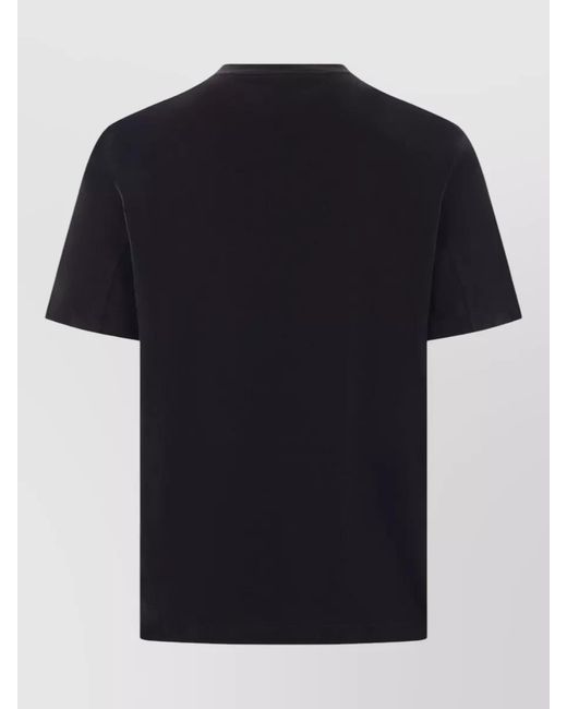 Brunello Cucinelli Black Cotton T Shirt Ribbed Neck Short Sleeves for men
