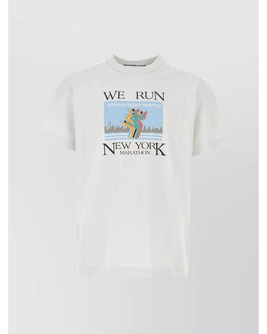 Alexander Wang White Cotton Ribbed Crew Neck Oversized T-Shirt