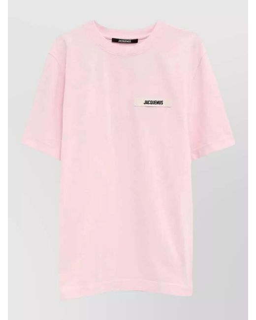 Jacquemus Pink Cotton Logo Patch Short-Sleeve T-Shirt for men