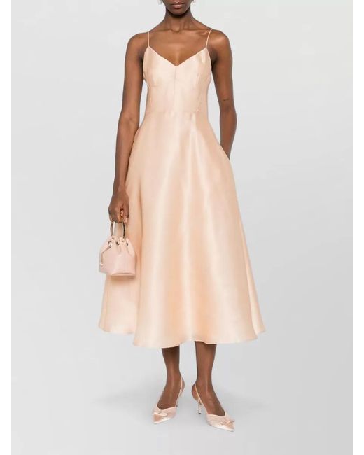 Alberta Ferretti Pink Silk Midi Dress