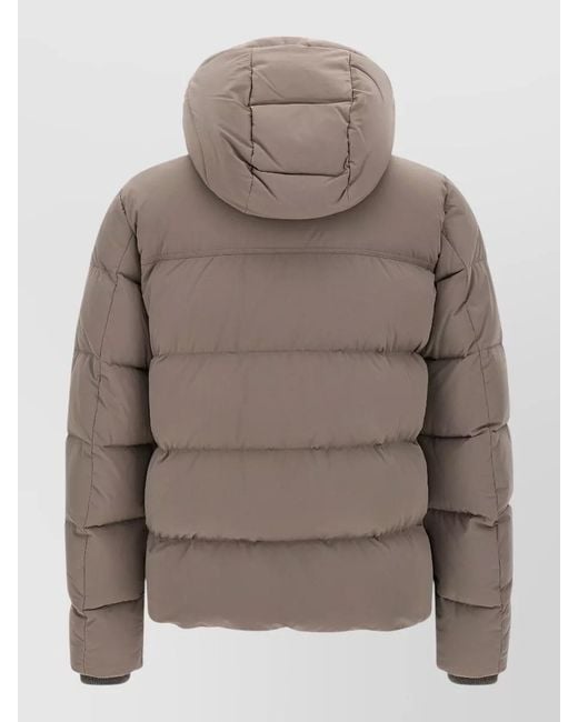 Moorer Brown Wool Cashmere Quilted Padded Bomber Jacket for men
