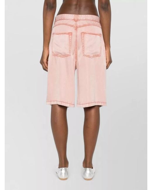 DIESEL Pink Viscose High-Rise Wide-Leg Knee-Length Bermuda Shorts