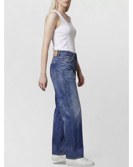 Haikure Blue Denim Mid-Rise Wide-Leg Jeans