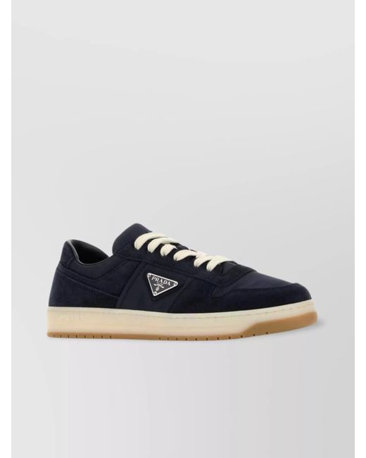 Prada Blue Leather Low Top Sneakers for men