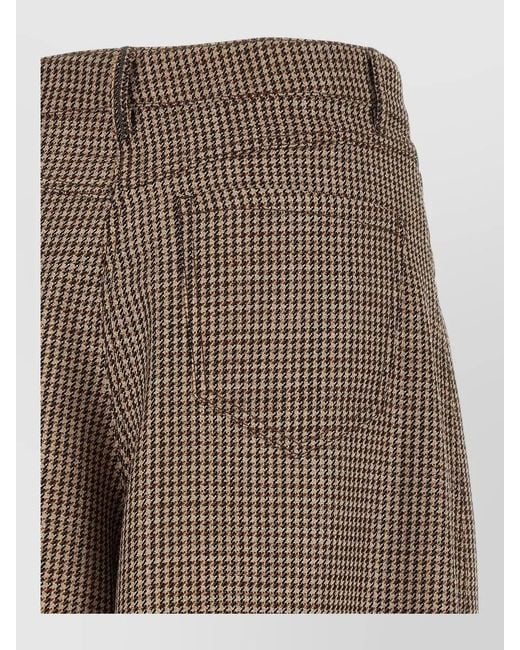 Brunello Cucinelli Brown Prince Wales Lamé High Waist Bermuda Shorts