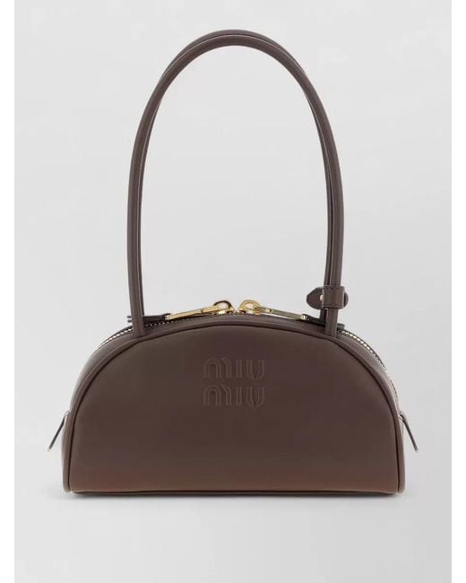 Miu Miu Brown Beau Small Leather Shoulder Bowling Bag
