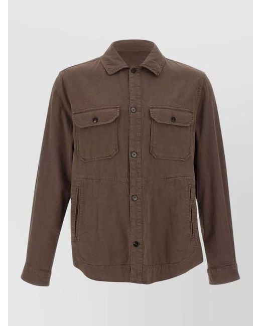 Woolrich Brown Jacket Long Sleeves Buttoned Cuffs Chest Pockets for men