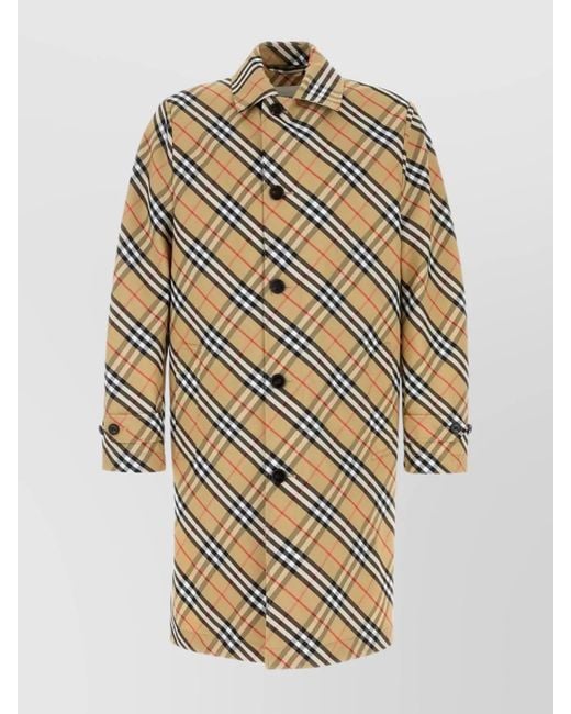 Burberry Natural Embroidered Trench Coat Checked Pattern for men