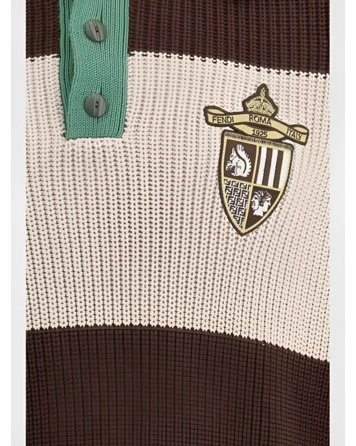 Fendi Brown Ribbed Sweater for men
