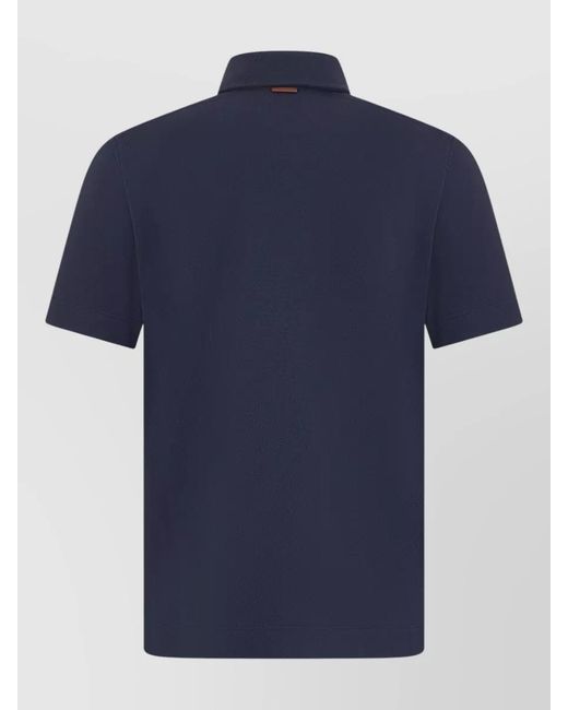 Zegna Blue Polo Shirt Chest Pocket Casual Style for men