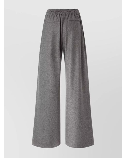 Pinko Gray High-Rise Flannel Wide-Leg Trousers