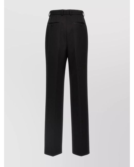 Dolce & Gabbana Black Wool Silk High-Rise Straight-Leg Trousers