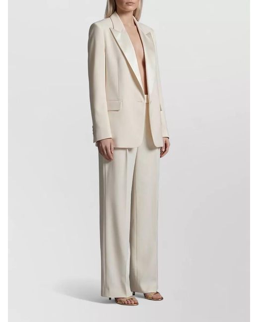 FEDERICA TOSI Natural Single Breasted Satin Cady Blazer