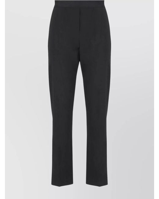 MSGM Black Wool Straight-Leg Trousers