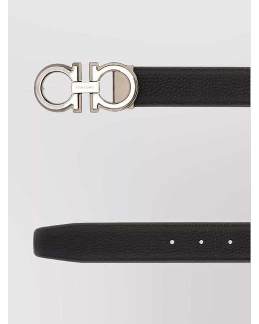 Ferragamo Metallic Pebbled Leather Reversible Belt for men