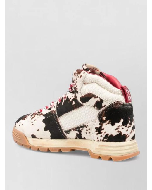 Autry Pink Leather Animal-Print Ankle Sneakers