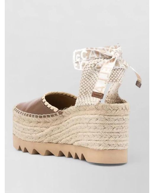 Stella McCartney Natural Gaia Wedge Espadrille Sandal Back Strap