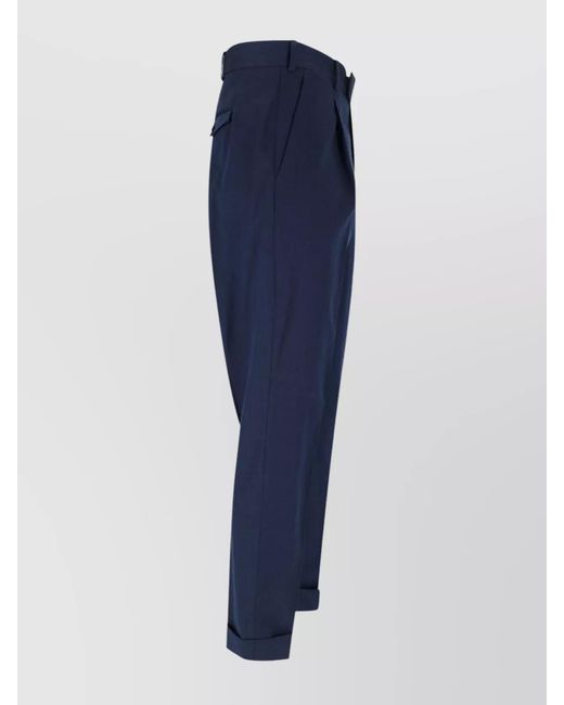 PT Torino Blue Straight-Leg Tailored Trousers for men