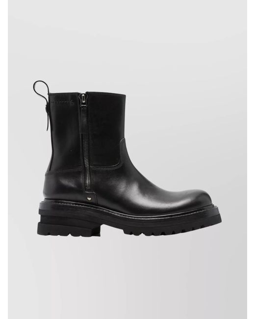 Premiata Black Leather Ankle Boots for men