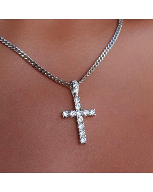 The GLD Shop Diamond Cross in Brown Lyst