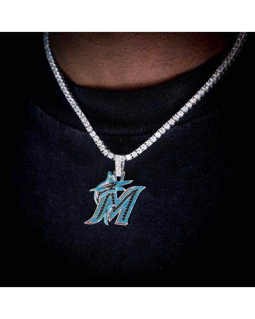 The GLD Shop Miami Marlins Pendant in Blue for Men