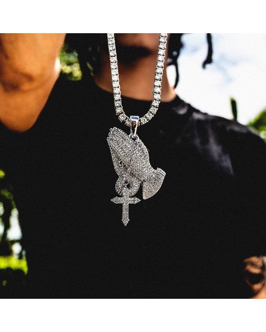 The GLD Shop Iced Praying Hands in Black for Men | Lyst UK