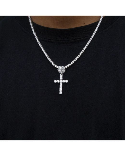 The GLD Shop Diamond Studded Cross for Men | Lyst