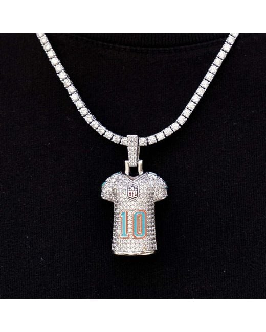 The GLD Shop Miami Dolphins Tyreek Hill Jersey Pendant in Black