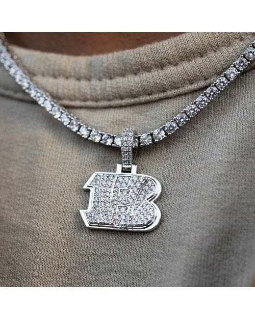 The GLD Shop Cincinnati Bengals Micro Logo Pendant - White Gold in