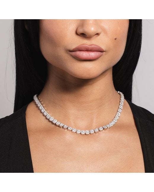 Micro Clustered Tennis Necklace | Lyst