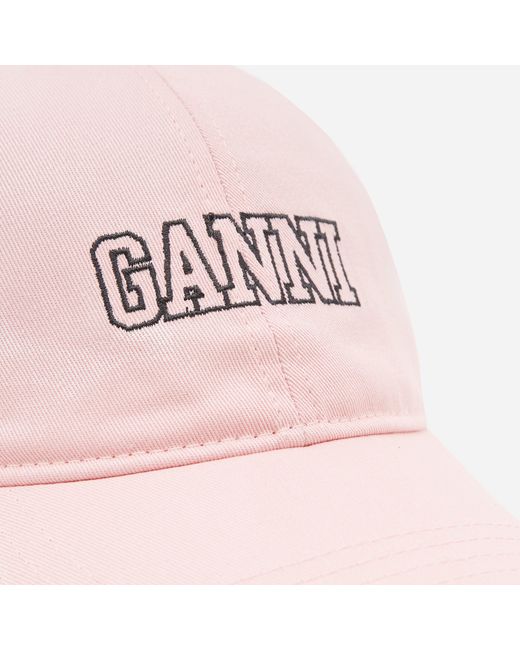 Ganni Logo Cap in Pink | Lyst