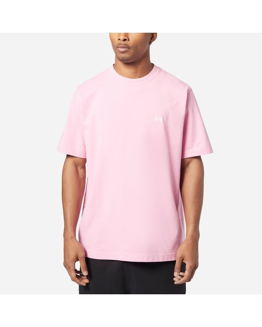 Stussy Stock Logo Short Sleeve T Shirt In Pink For Men Lyst Uk